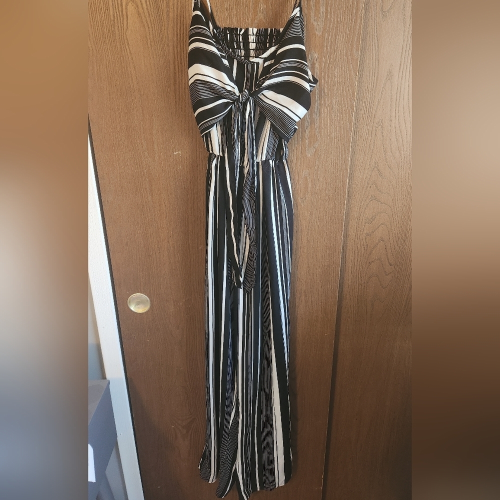 Black and White Striped Romper